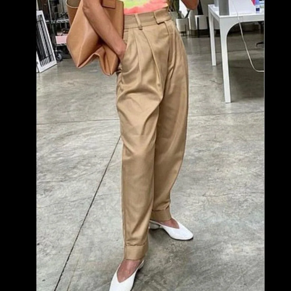 Zara Linen Blend Darted Trousers